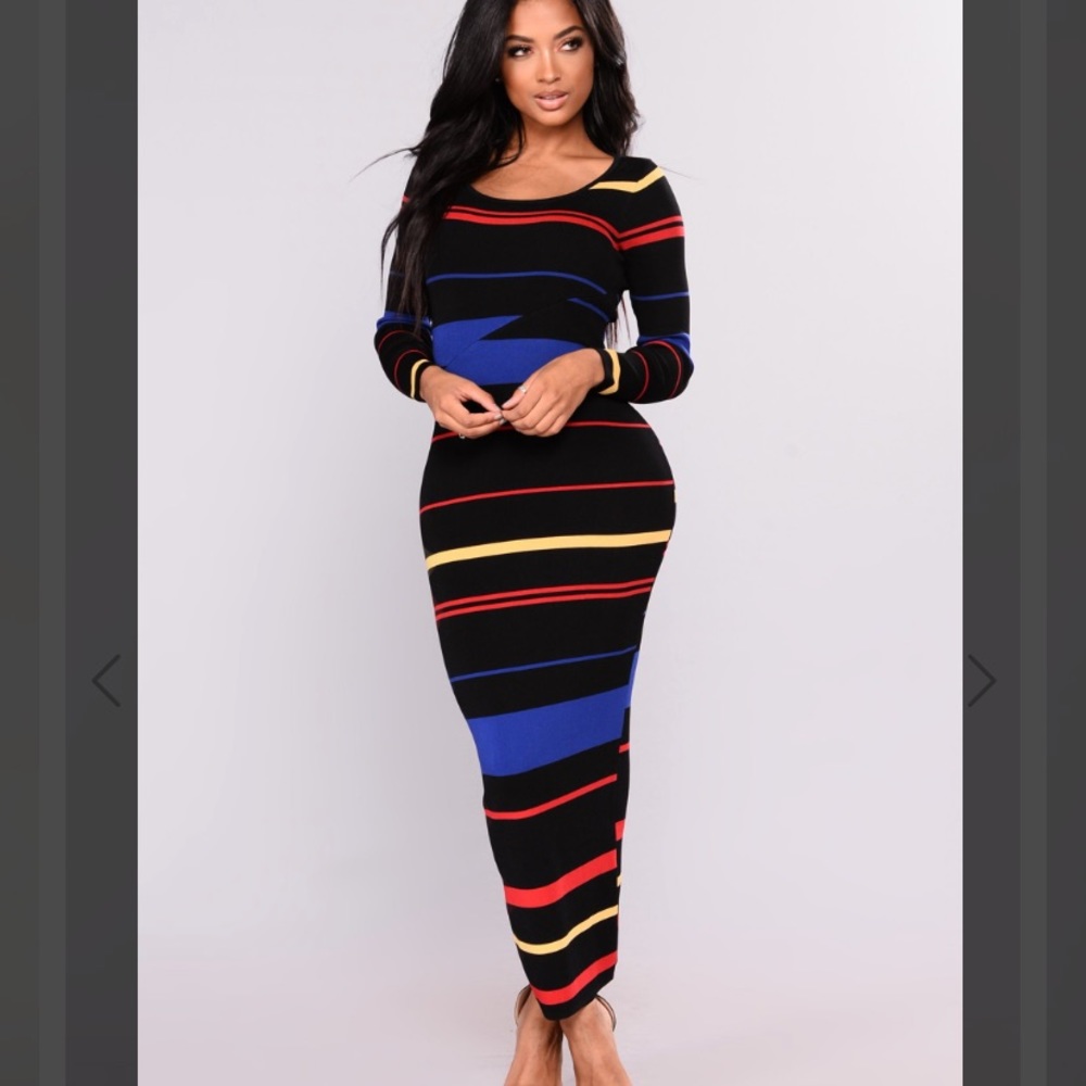 Multicolored maxi bodycon dress